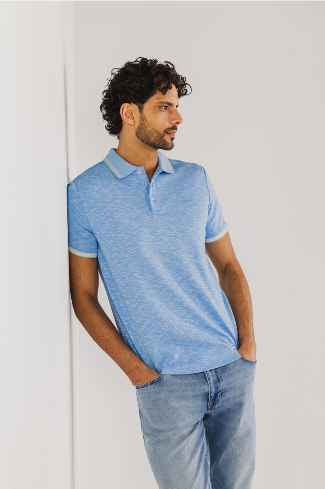 GEMELEERDE POLO MET STREEPDETAILS 46115404 5300